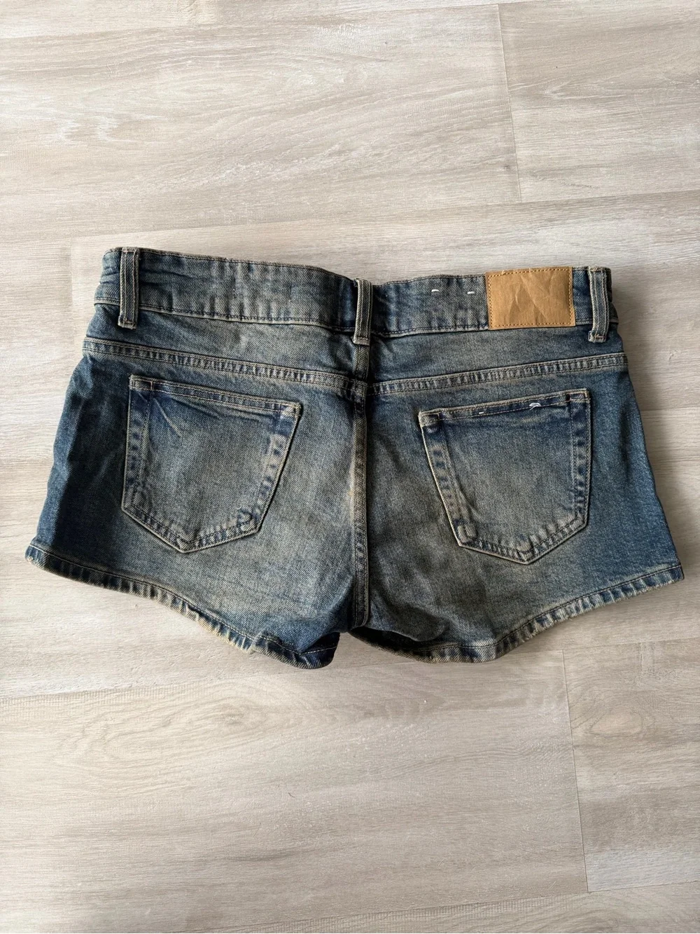 Cotton On Women's Blue Washed Denim Micro Low Denim Shorts